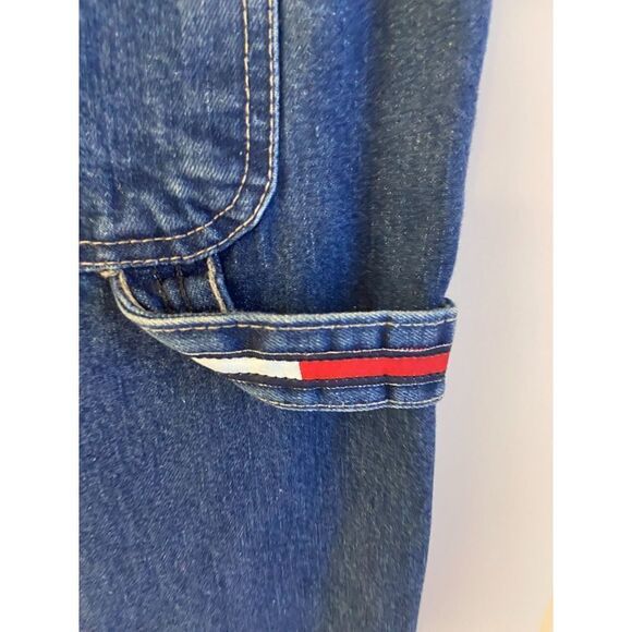 Y2K Tommy Hilfiger Flag Carpenter Jeans Denim size 16 unisex Wide Leg 90's - Picture 7 of 8
